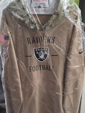 Oakland/Las Vegas Raiders Tan Hoodie with Camo Hood  3X Never Warn Salute🫡 150